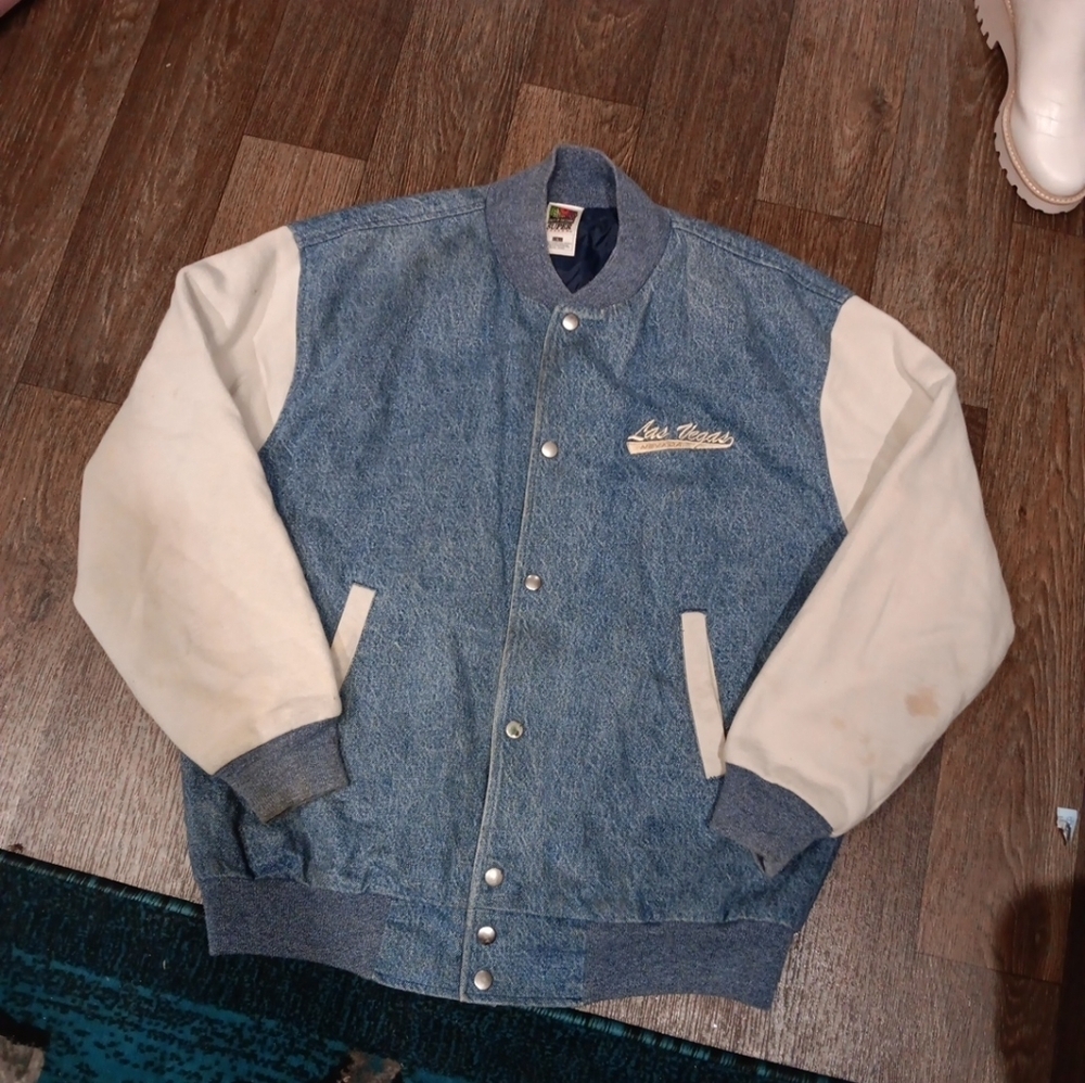 Vintage Fruit Of The Loom Super Cotton Varsity Jacket Las Vegas Nevada Size L